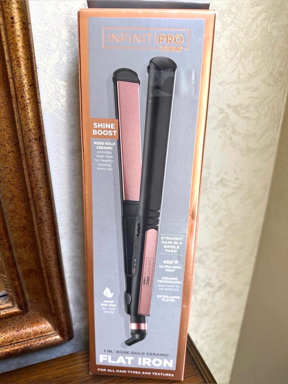 New InfinitiPRO Conair Hair Straightener. Rose gold ceramic technology/even heat